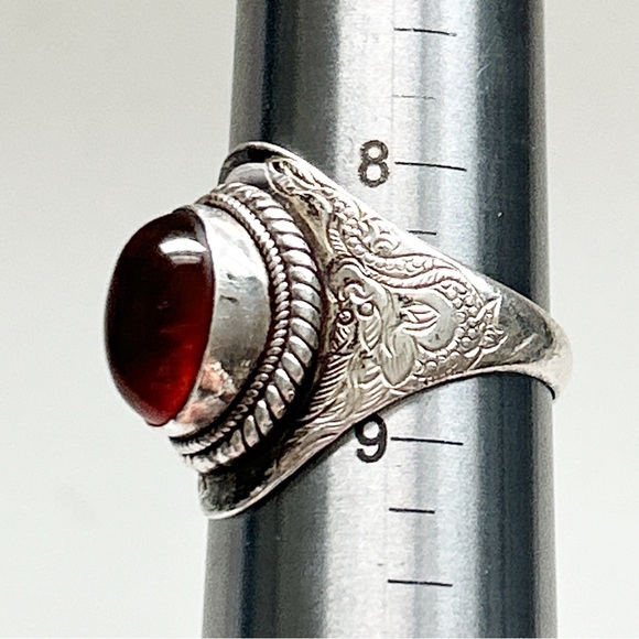 Vintage Amber Sterling Silver Ring - Picture 11 of 11